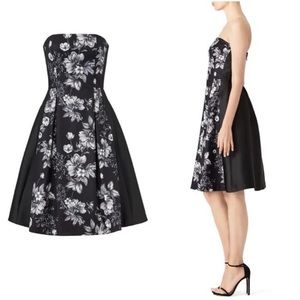 Sachin + Babi Black and White Floral Strapless Dress